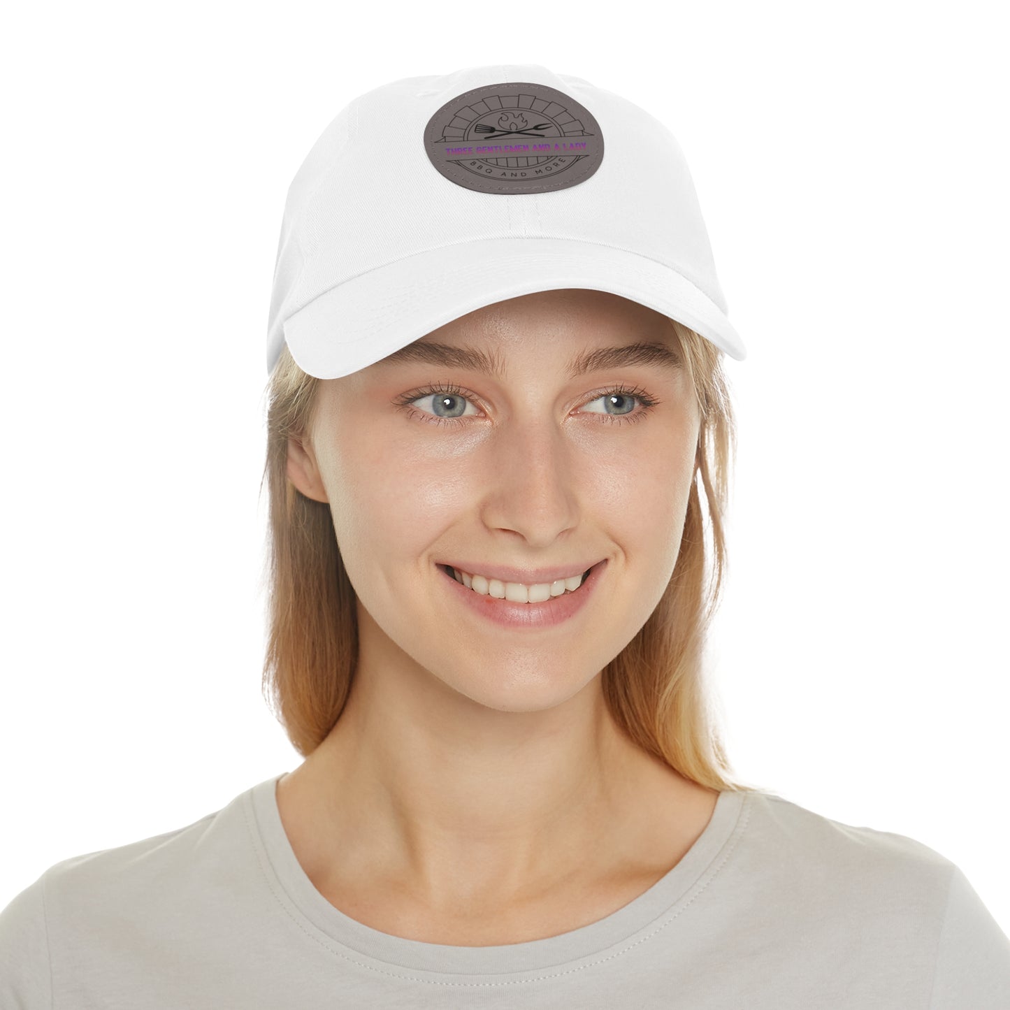 3 gentlemen and a lady-Hat with Leather Patch (Round)