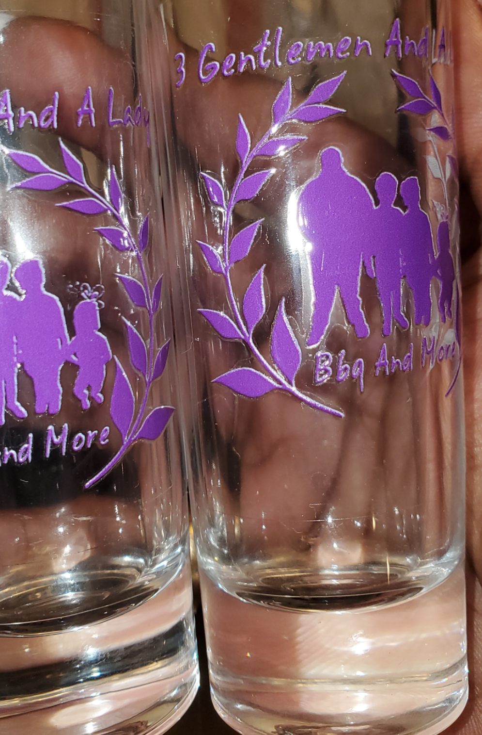 Three Gentlemen And A Lady Bbq and More Custom Shot Glass